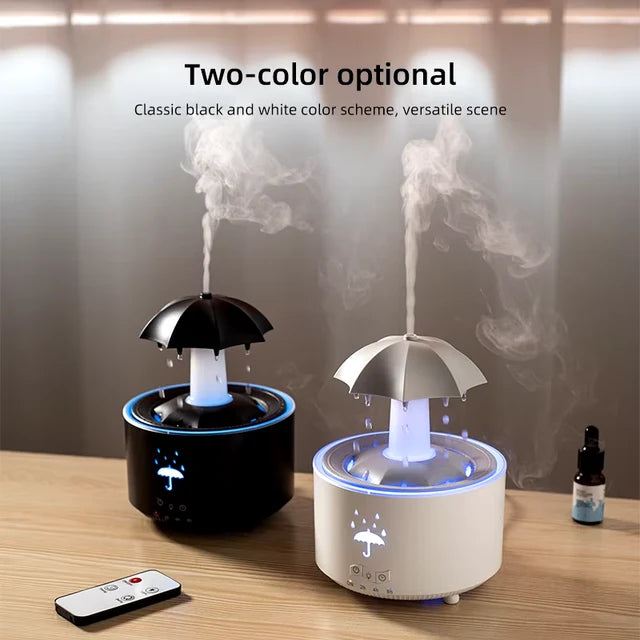 Humidifier Cloud Raindrop Aroma Essential Oil Diffuserremote Control Night Light Desktop Fountain Water Drop Sound for Home
