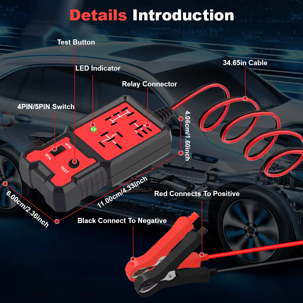 2025 Latest Red Relay Tester 12V General Electronic Automotive Circuit Tester Automotive Maintenance Tool