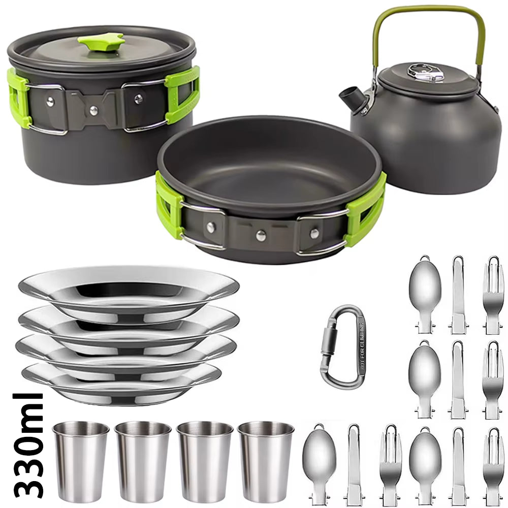 Camping Cooking Set Camping Cookware Travel Tableware Outdoor Picnic Set Teapot for 2-3 People Non-Stick Pots Assorted Sets