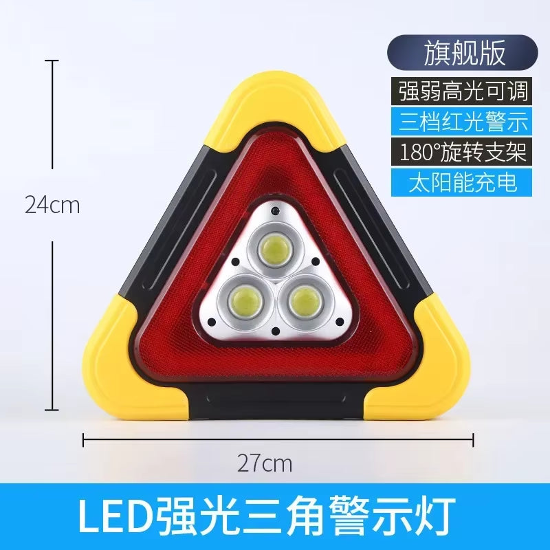 2-IN-1 Solar Emergency Triangular Roadside Warning Light Safety Emergency Breakdown Alarm Lamp Portable Flashing Light on Hand