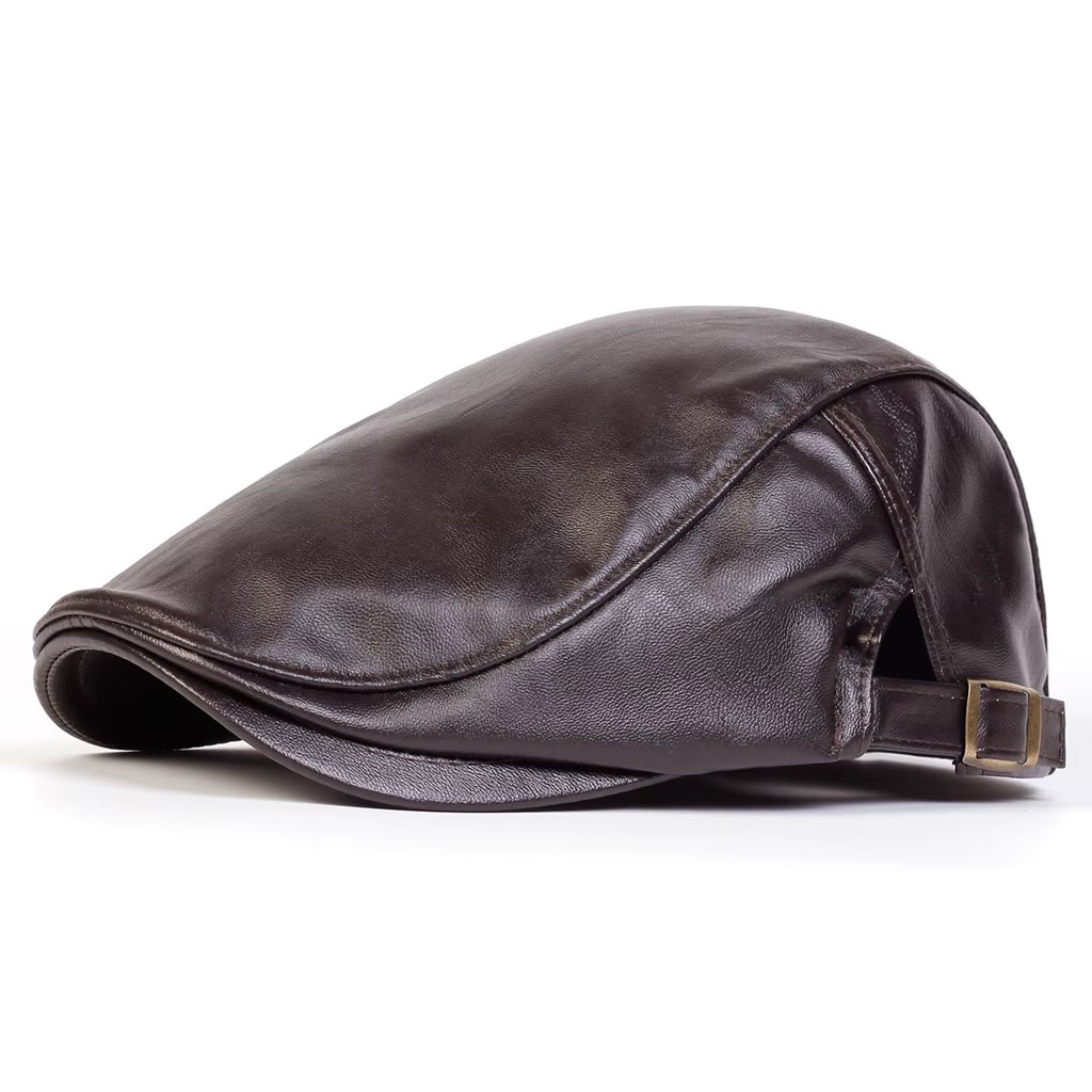 Men Retro Pu Leather Newsboy Caps JAMONT Labeling British Painters Hats Spring Autumn Side Adjustable Flat Cap Hip Hop Berets