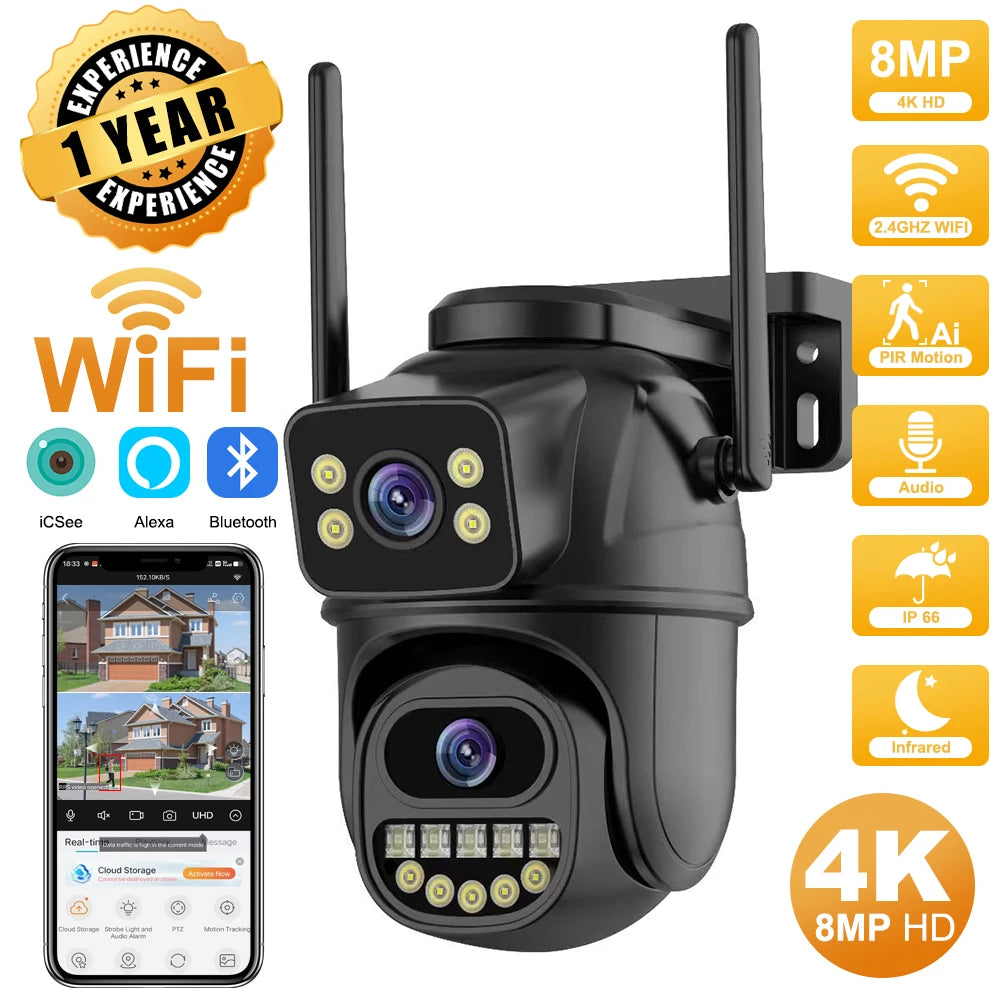 Outdoor WiFi PTZ camera with dual lens