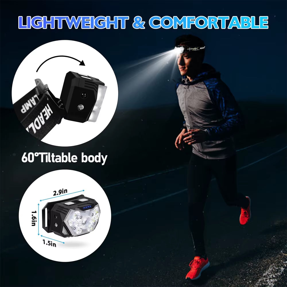 9 LED rechargeable headlamp with motion sensor – view 5