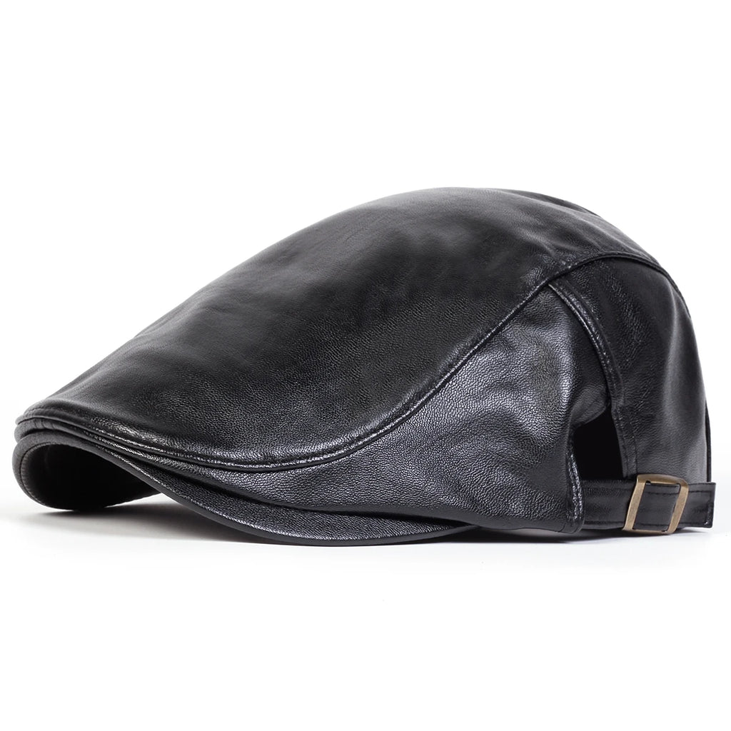 Men Retro Pu Leather Newsboy Caps JAMONT Labeling British Painters Hats Spring Autumn Side Adjustable Flat Cap Hip Hop Berets