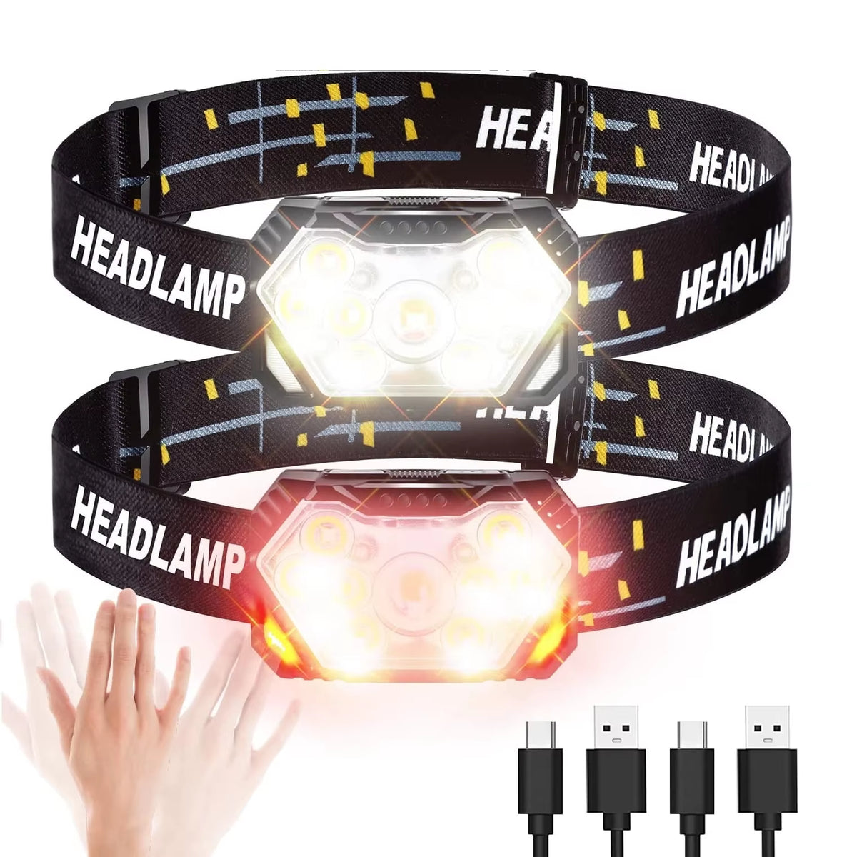 9 LED rechargeable headlamp with motion sensor – view 4