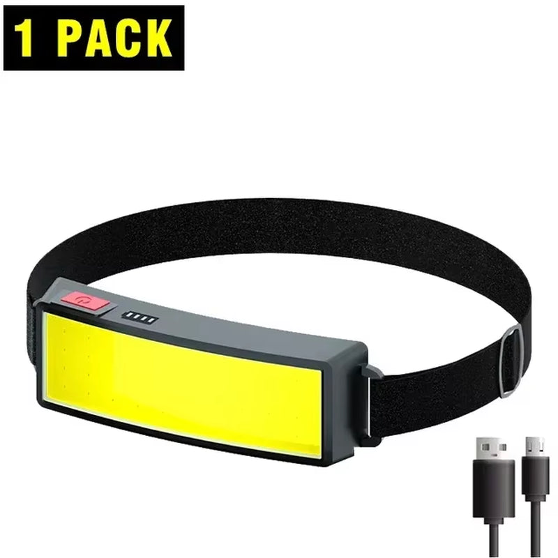Rechargeable COB headlamp with adjustable headband