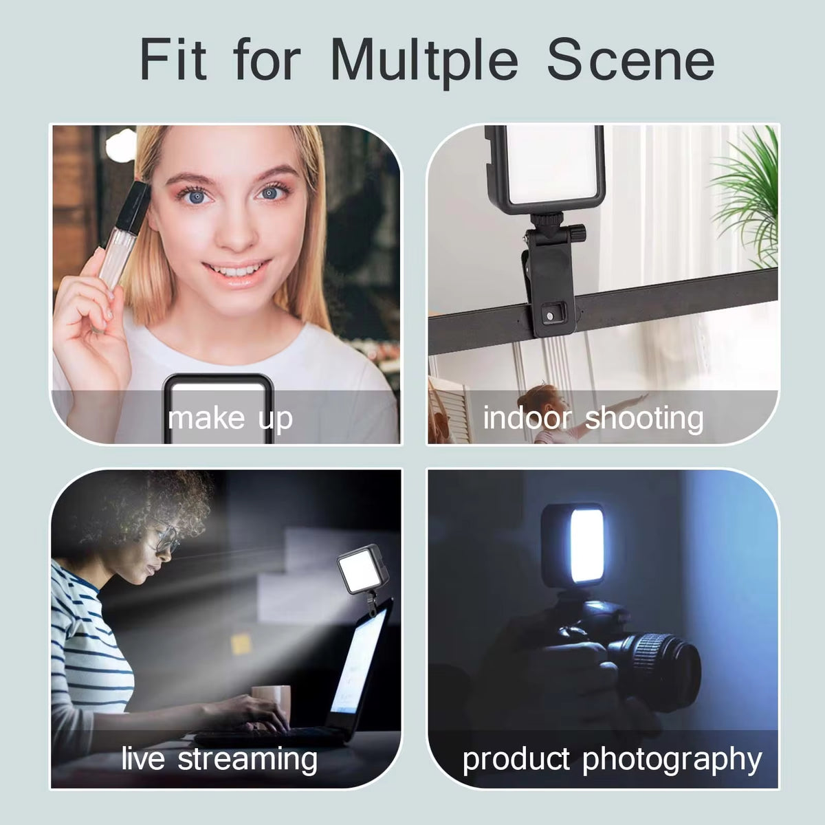 LED Clip Video Light Portable Photography On-Camera 3000K-6000K Bi-Color Lighting Cold Shoe for DSLR Camera Camcorder Gopro Vlog