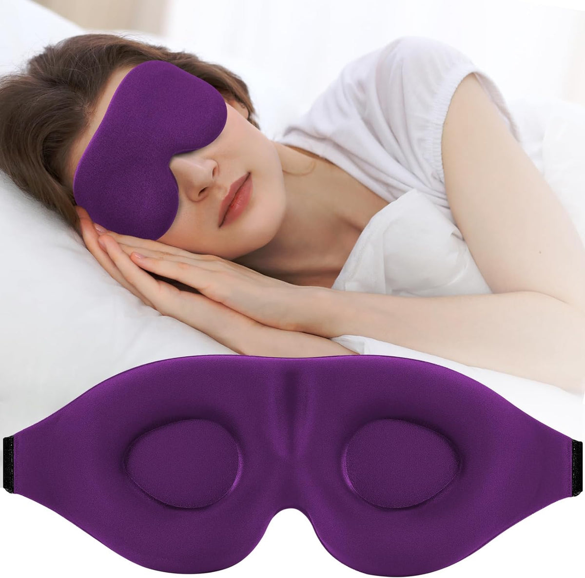 Sleep Mask for Side Sleeper, Light Blocking Eye Mask for Women Men