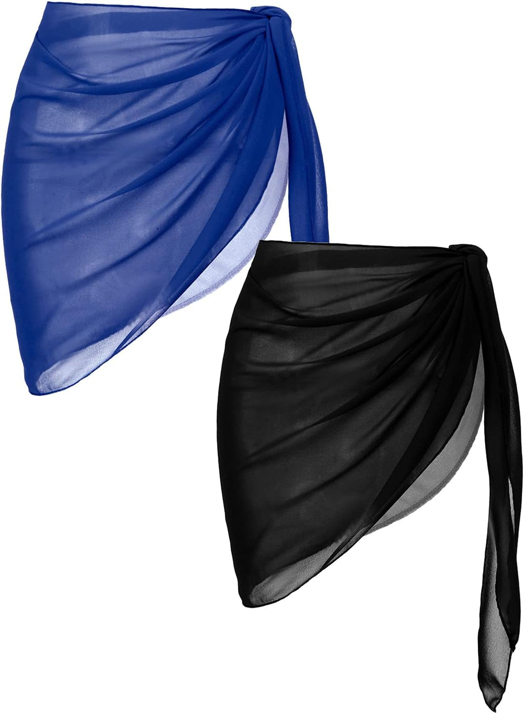 2 Pcs Sarong Chiffon Beach Wrap Skirt Swimsuit Coverups for Women