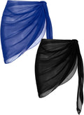 2 Pcs Sarong Chiffon Beach Wrap Skirt Swimsuit Coverups for Women