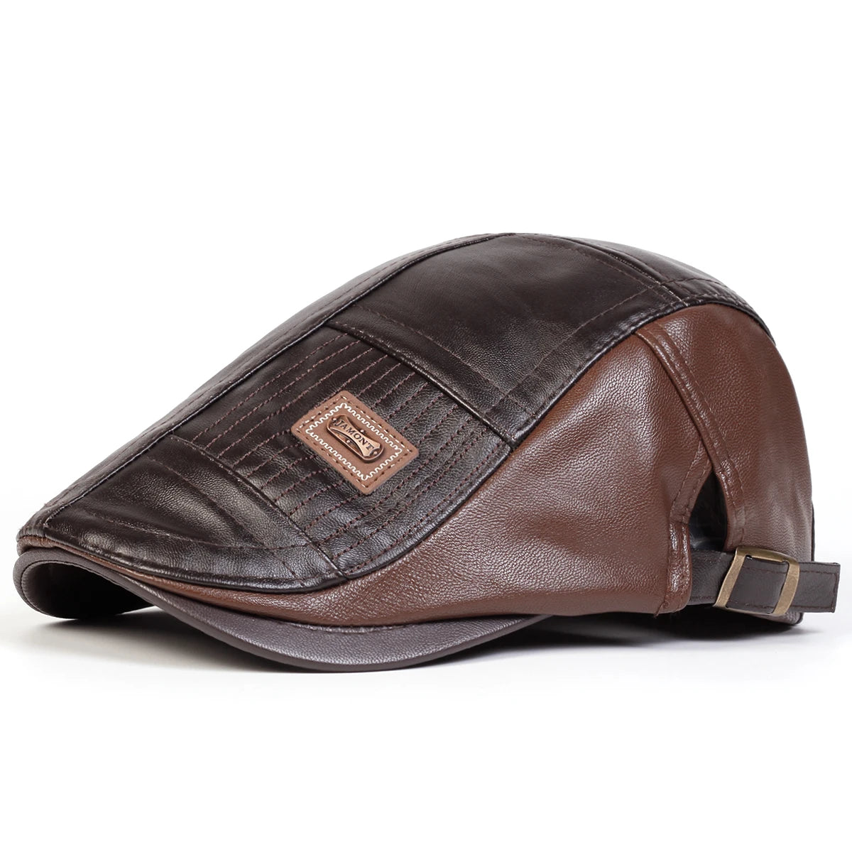 Men Retro Pu Leather Newsboy Caps JAMONT Labeling British Painters Hats Spring Autumn Side Adjustable Flat Cap Hip Hop Berets