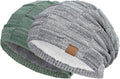 Slouchy Beanie for Men Winter Hats for Guys Cool Beanies Mens Lined Knit Warm Thick Skully Stocking Binie Hat Pairs