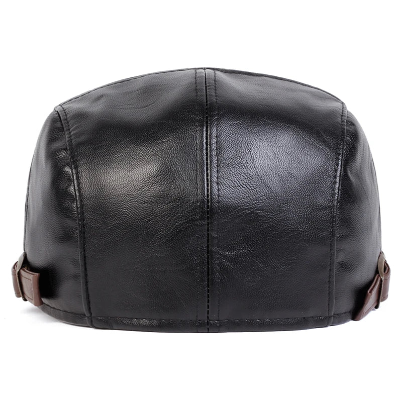 Men Retro Pu Leather Newsboy Caps JAMONT Labeling British Painters Hats Spring Autumn Side Adjustable Flat Cap Hip Hop Berets
