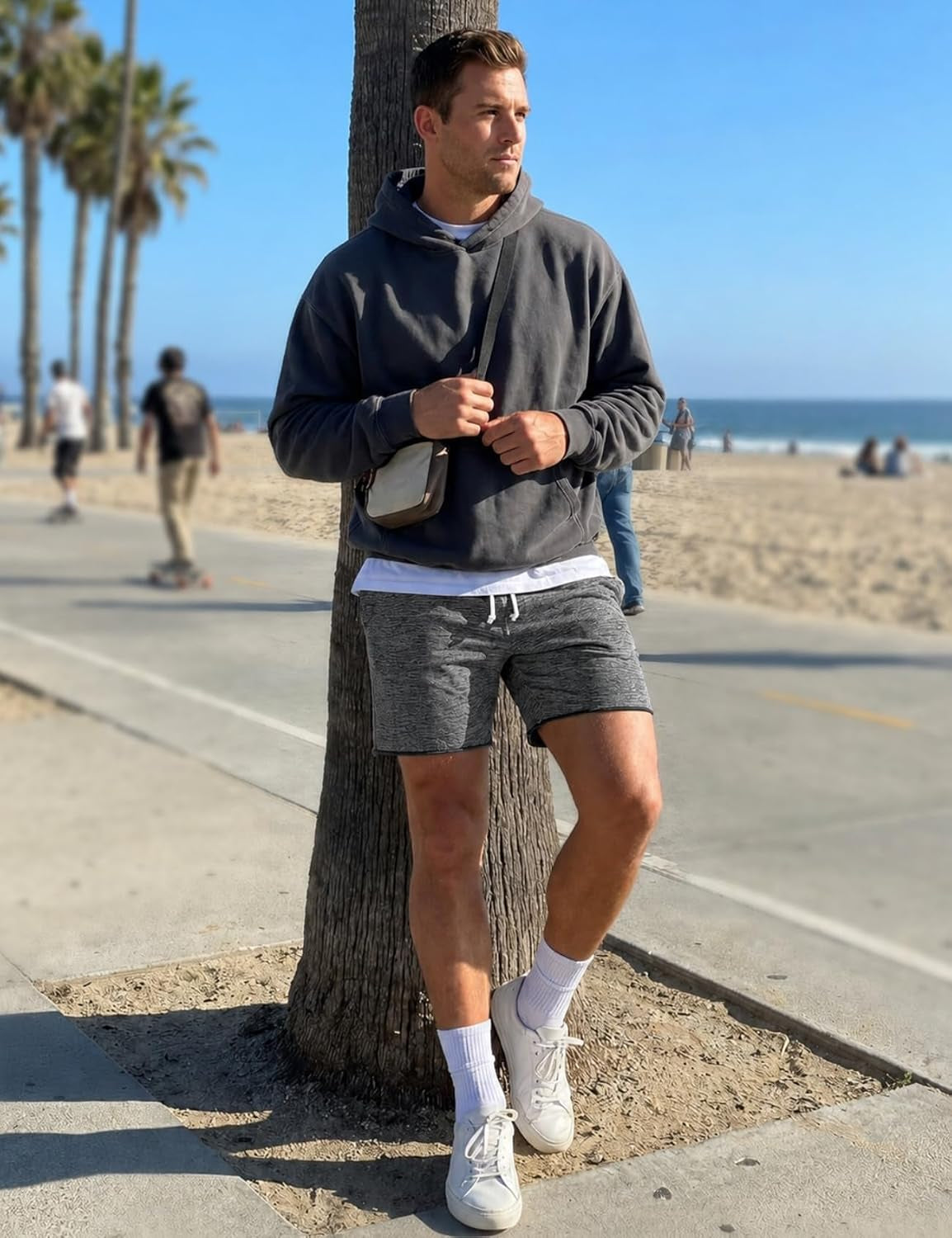 Mens Sweat Shorts, 6 Inch Inseam Lounge Shorts with Pockets