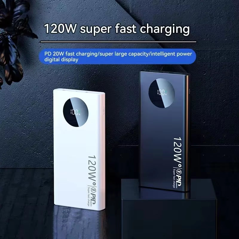 120W 50000Mah High Capacity Power Bank Fast Charging Powerbank Portable Battery Charger for Iphone Samsung Huawei 2024
